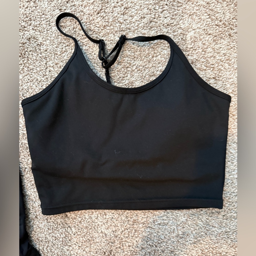 Mono B Black Lace-Trim Athletic Tank & sports Bra - Picture 3 of 13